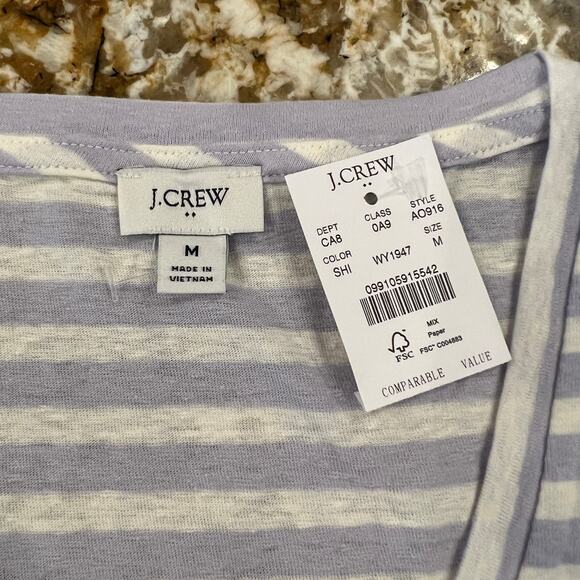 NWT J. Crew Purple Striped V-Neck Tank - SIZE L - Picture 9 of 9